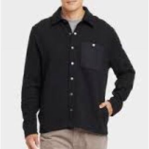 Men's Quilted Knit Shirt Jacket - Goodfellow & Co Black LARGE